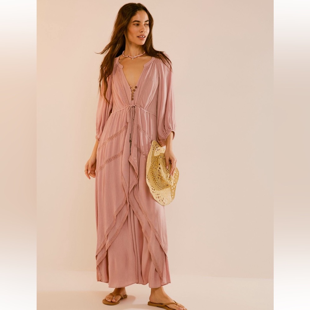Free People Plenty of Love Maxi dress - Sz L - Pale Mauve